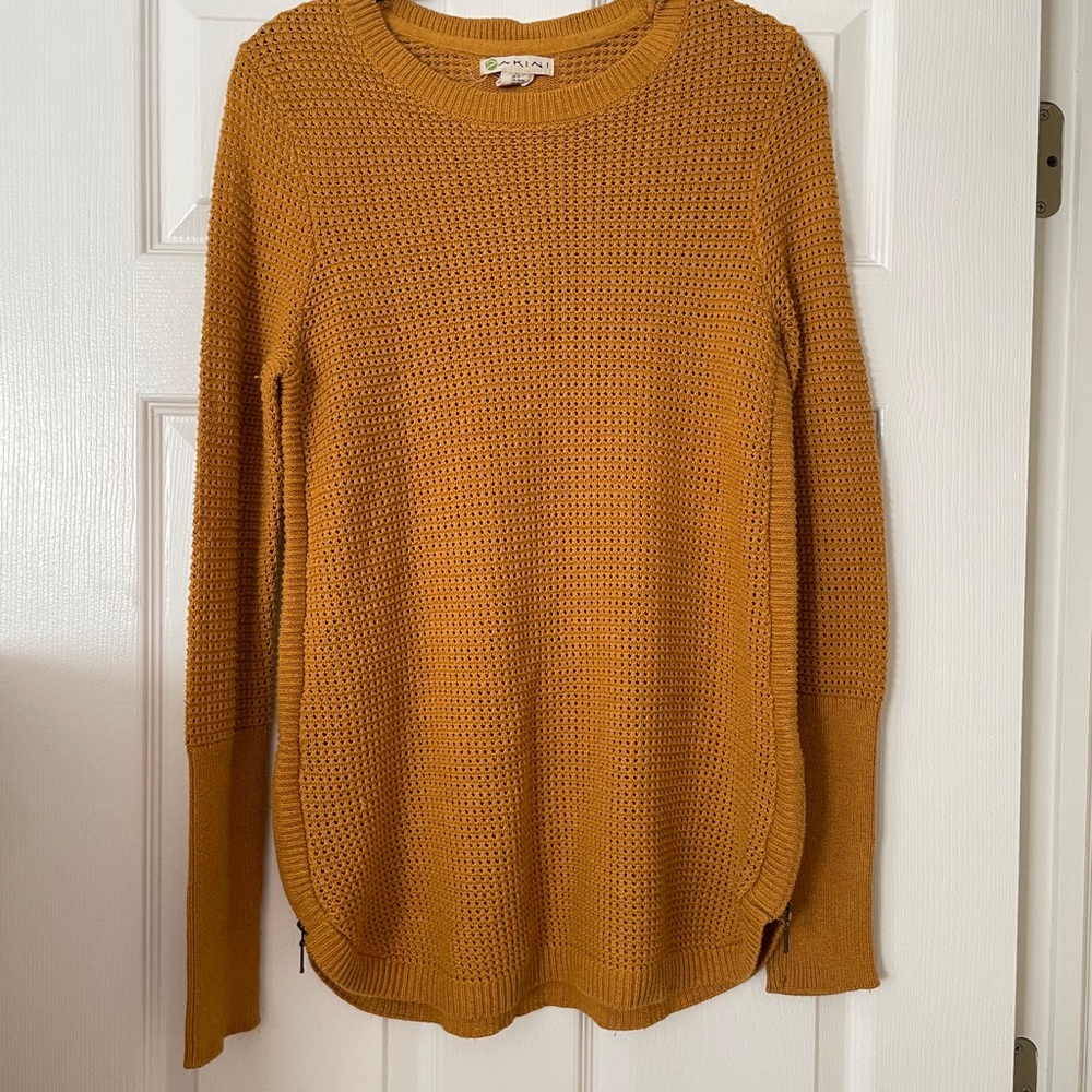 Golden Mustard Yellow Crew Neck Sweater with Relaxed Fit